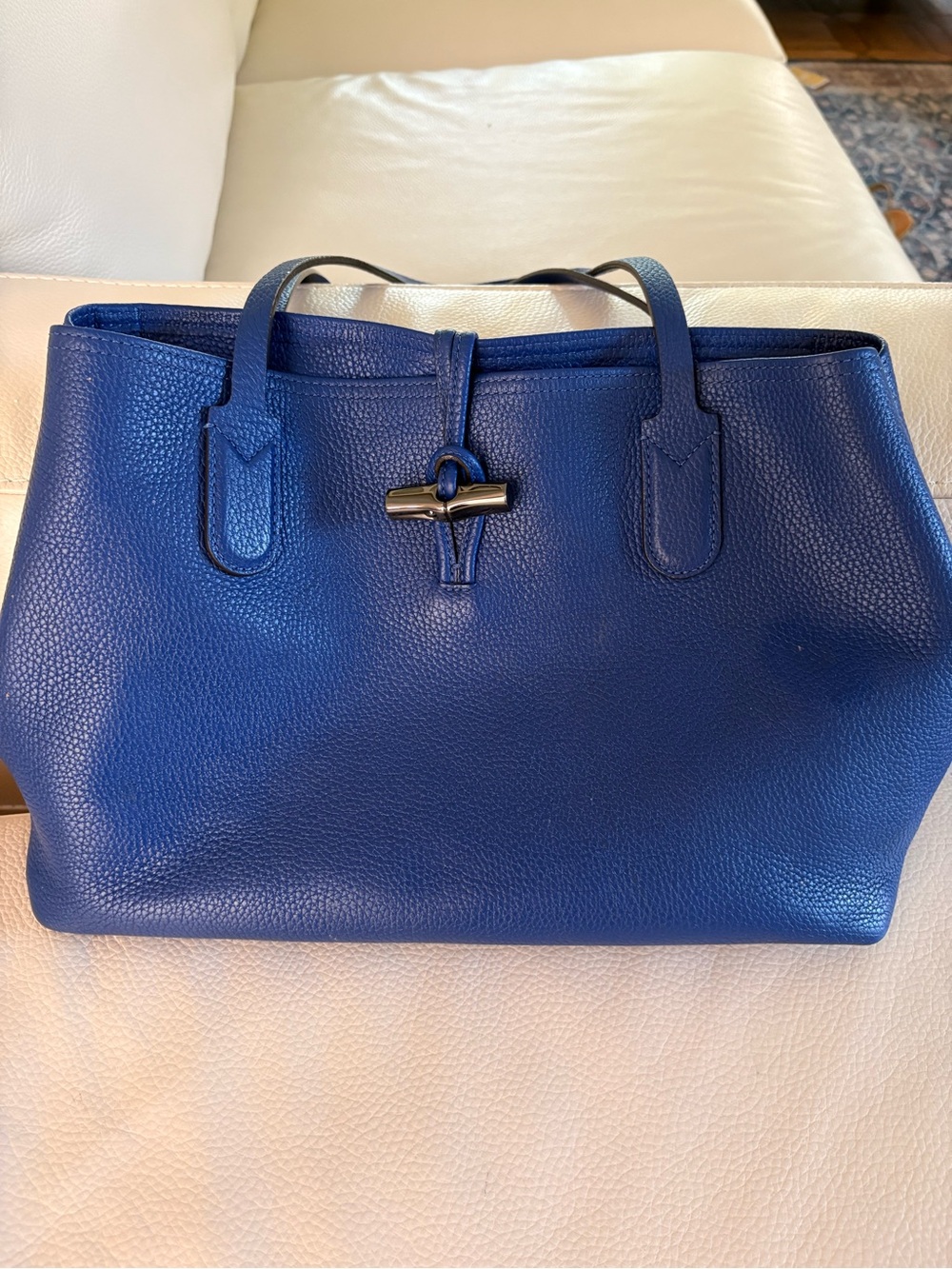 Longchamp Royal Blue Leather Tote with Toggle